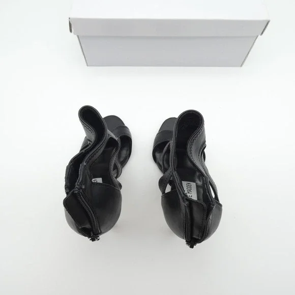 Steve Madden Domm Black Leather Cut Out Cage Stiletto Heel Sandals DOMM01S1 6.5M - Picture 5 of 7